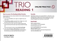 Trio Reading 1 Online Practice Student's Digital Access Code Card