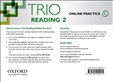 Trio Reading 2 Online Practice Student's Digital Access Code Card