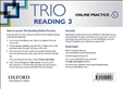 Trio Reading 3 Online Practice Student's Digital Access Code Card