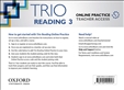 Trio Reading 3 Online Practice Teacher's Digital Access Code Card