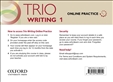 Trio Writing 1 Online Practice Student's Digital Access Code Card
